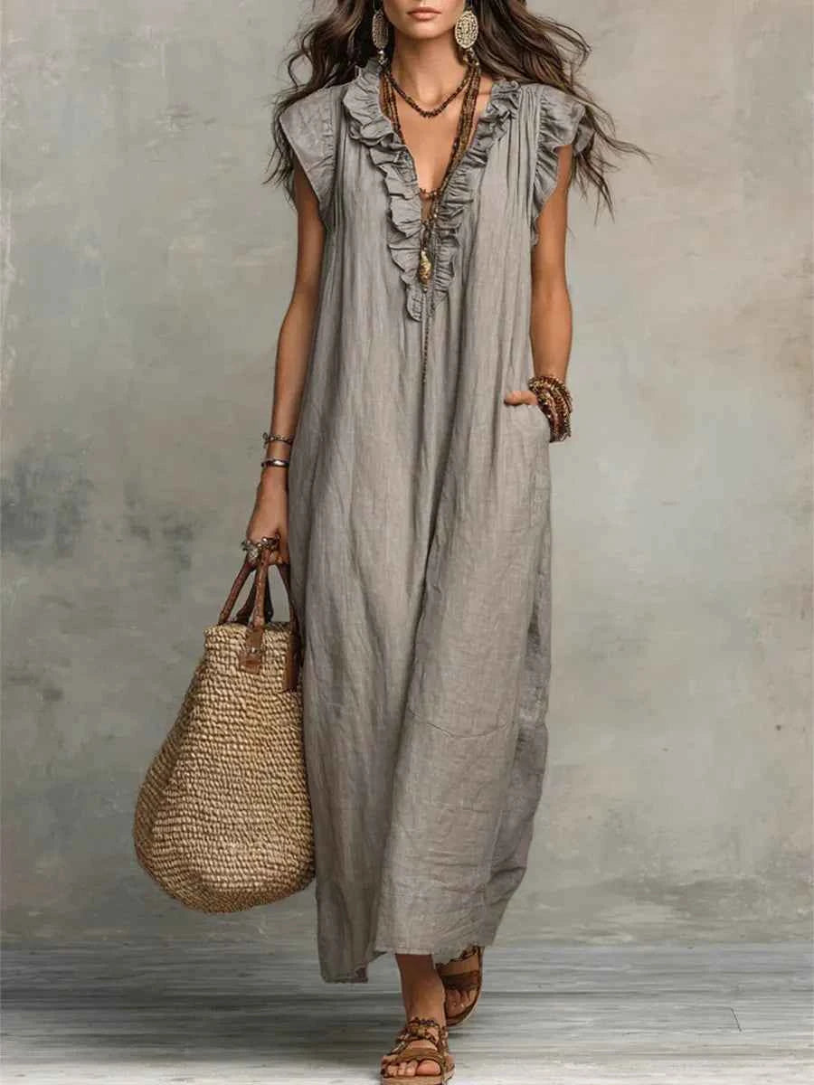 Boho-Kleid Damen, fließend, elegant & luftig mit Taschen