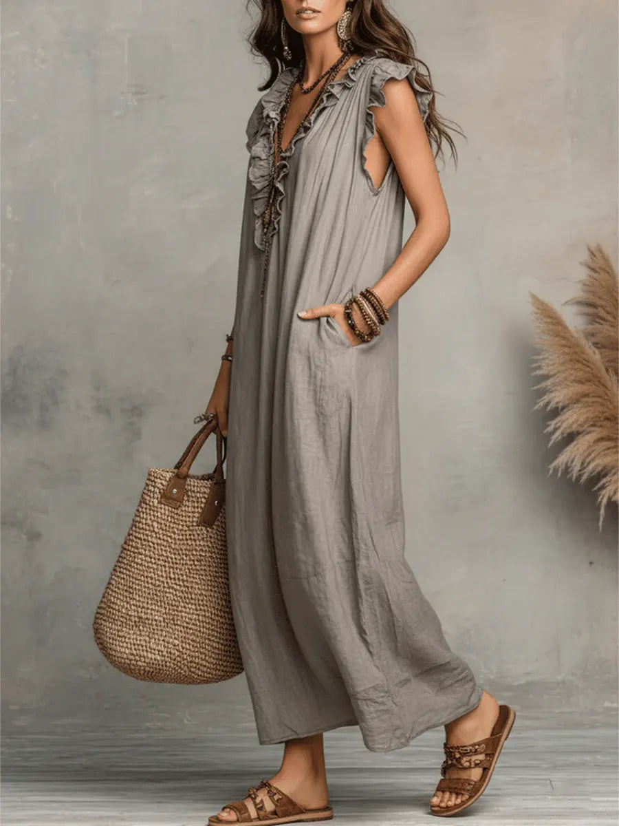 Boho-Kleid Damen, fließend, elegant & luftig mit Taschen