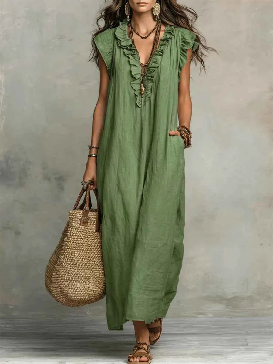 Boho-Kleid Damen, fließend, elegant & luftig mit Taschen