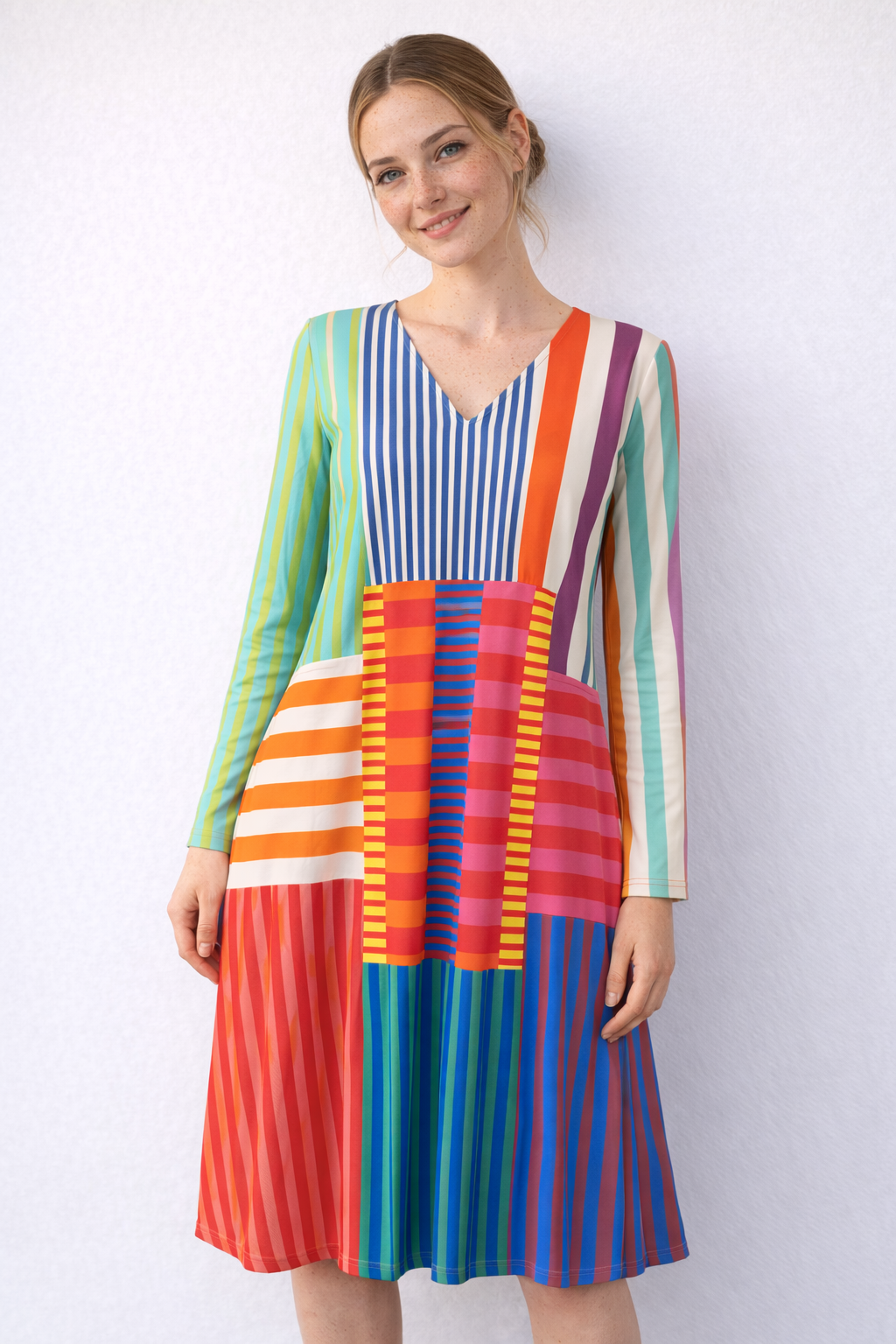 Rivka Elegantes Patchwork-Kleid für einen einzigartigen und stilvollen Look