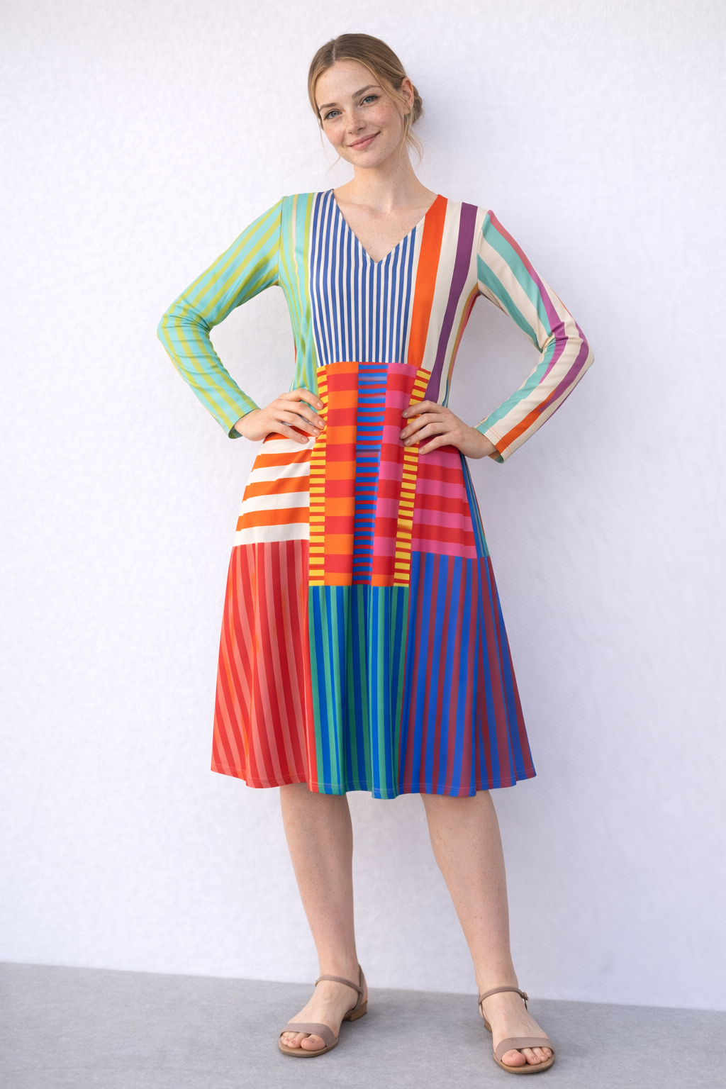 Rivka Elegantes Patchwork-Kleid für einen einzigartigen und stilvollen Look