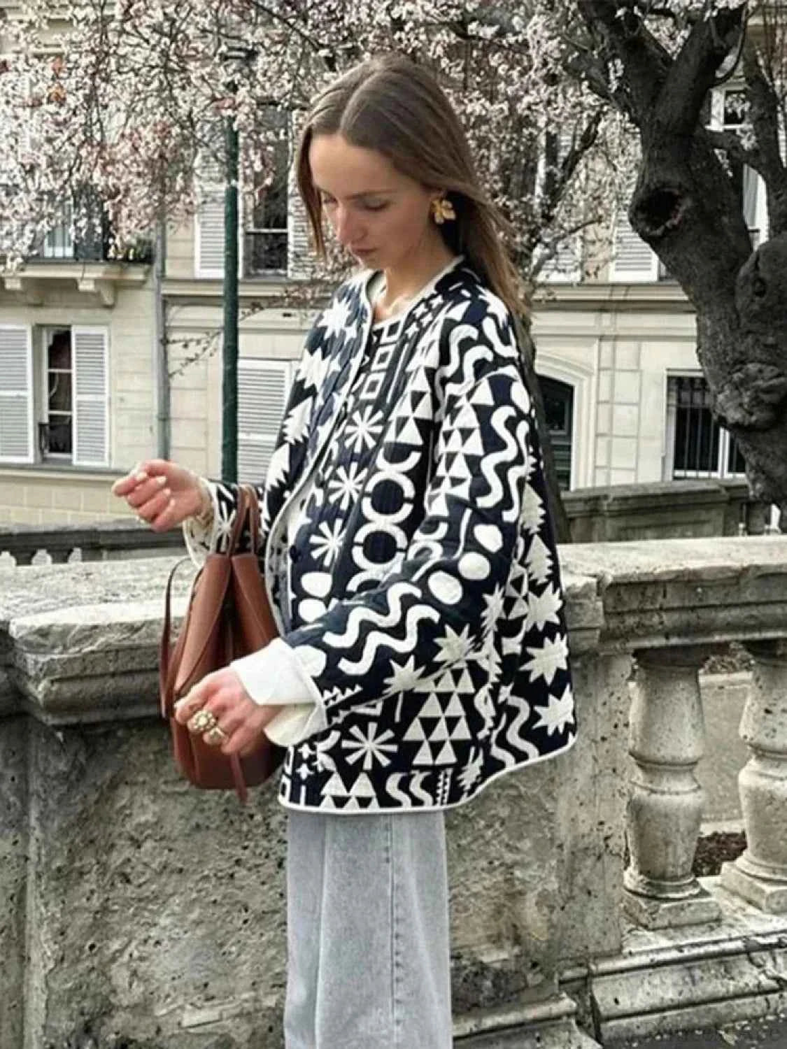 Regenmantel aus Baumwolle miteinreihigem Design und O-Kragen für klassischen Stil und ultimativen Komfort