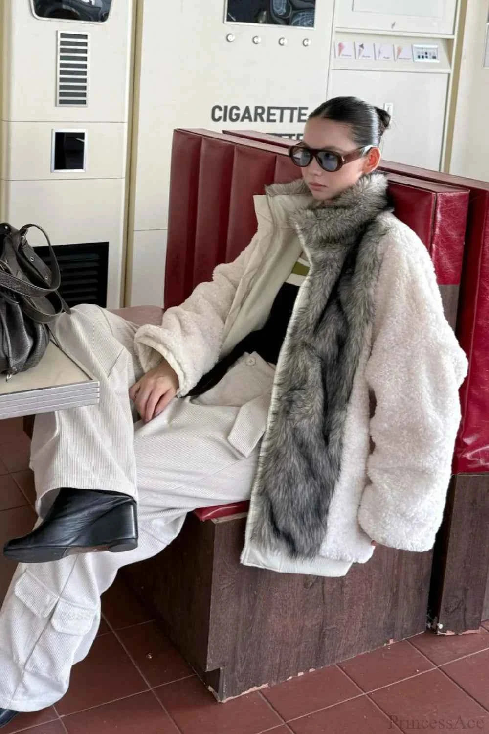 Wendbarer Patchwork Farbblock Fleecemantel für kuscheligen Stil