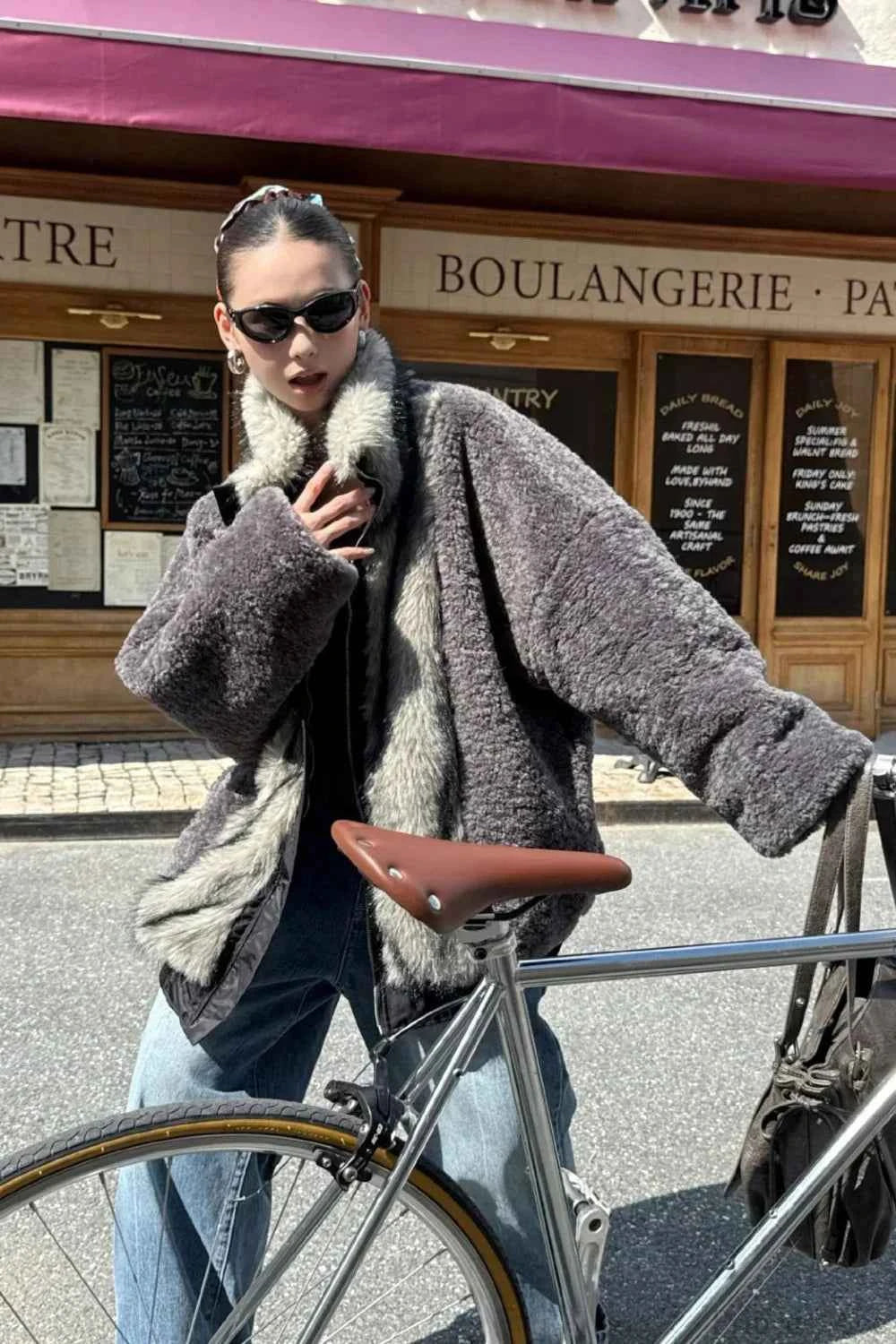 Wendbarer Patchwork Farbblock Fleecemantel für kuscheligen Stil