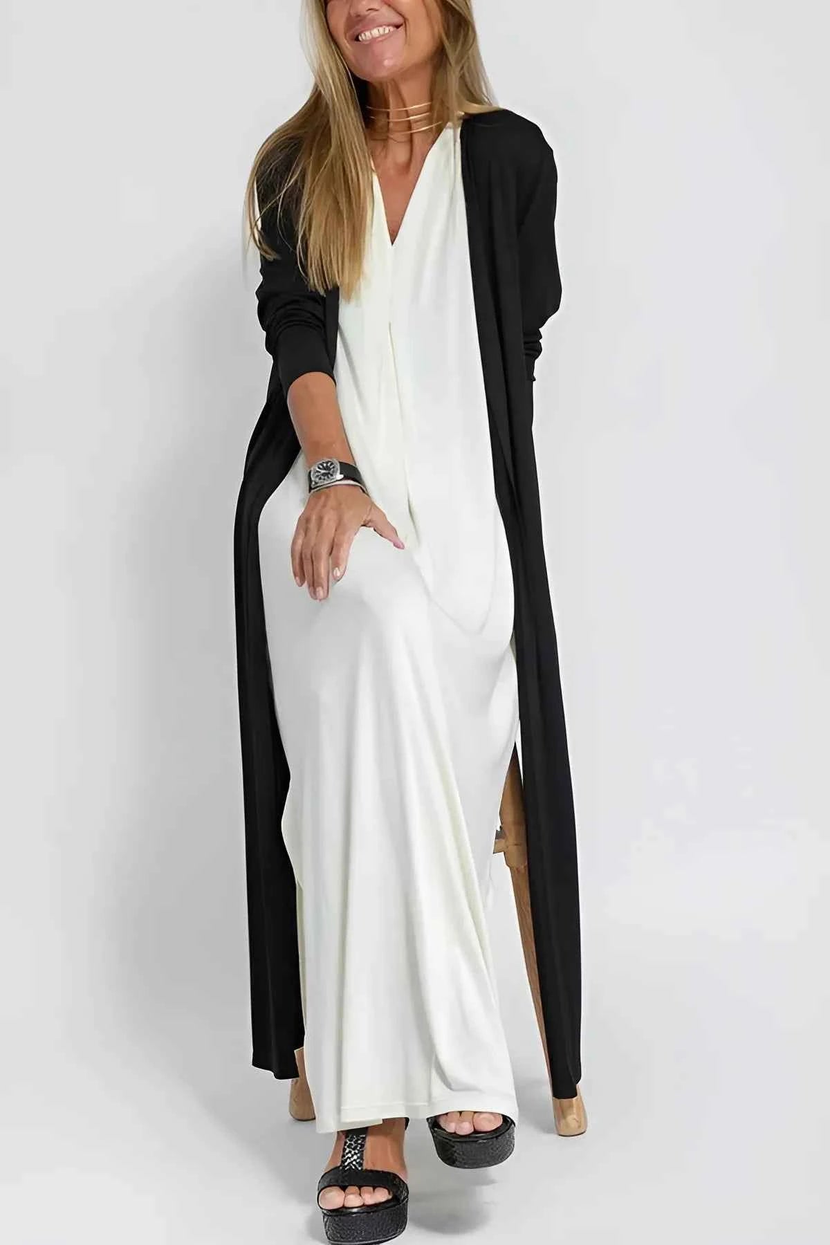 CLARA™ Schickes Maxikleid mit kostenlosem Cardigan – Müheloser Stil