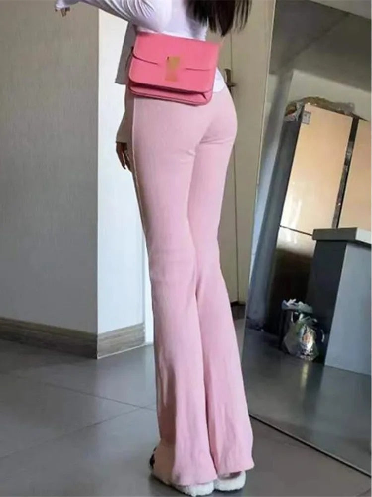 Rosa | Elegante ausgestellte Hose mit hohem Bund für einen stilvollen Look