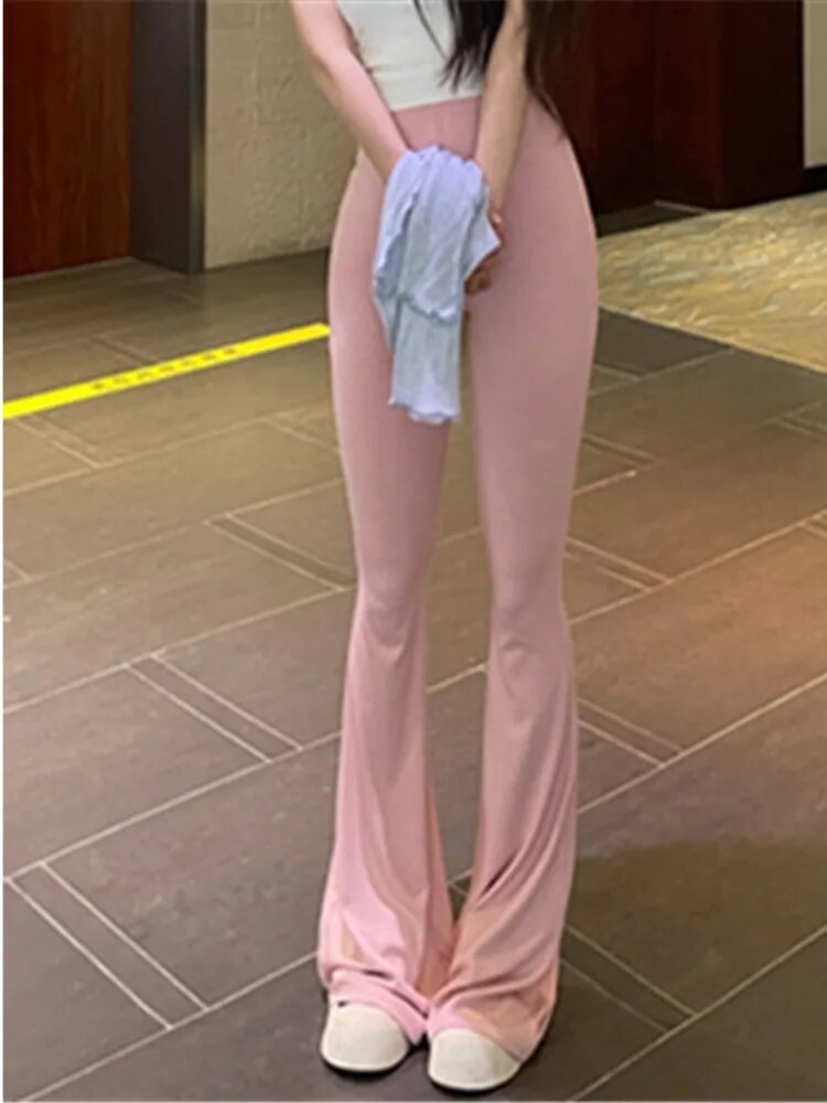 Rosa | Elegante ausgestellte Hose mit hohem Bund für einen stilvollen Look