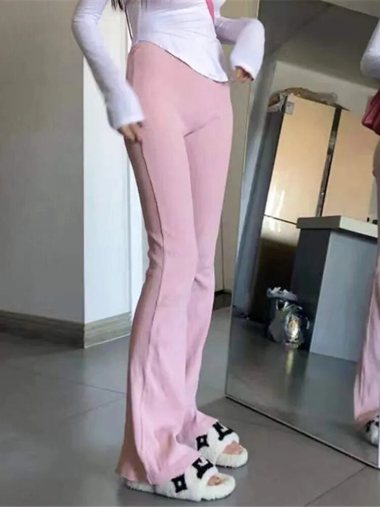 Rosa | Elegante ausgestellte Hose mit hohem Bund für einen stilvollen Look