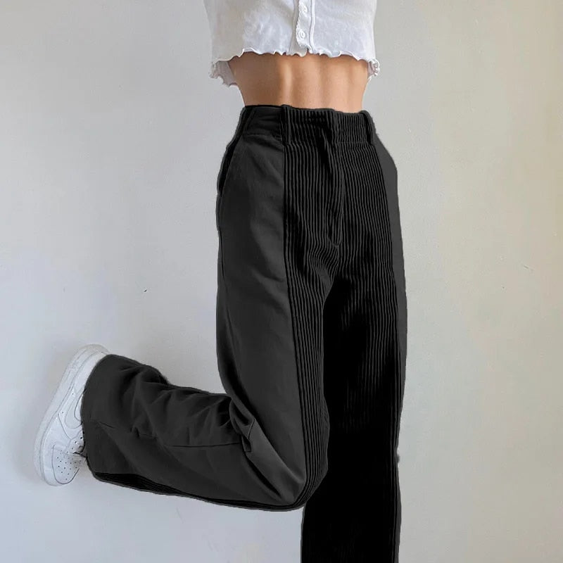 Stilvolle Vintage-Optik Patchwork Corduroy Damenhose für Einzigartigen Look