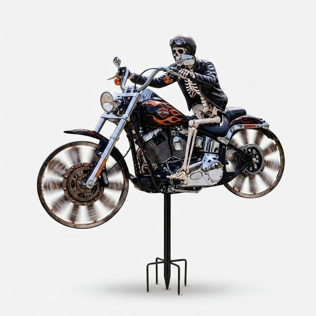 Skelett-Reiter Motorrad Garten-Windspinner