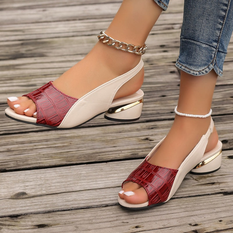 Elegante offene Zehentalon-Sandalen mit niedrigem Blockabsatz für einen schicken und bequemen Stil