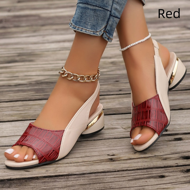 Elegante offene Zehentalon-Sandalen mit niedrigem Blockabsatz für einen schicken und bequemen Stil