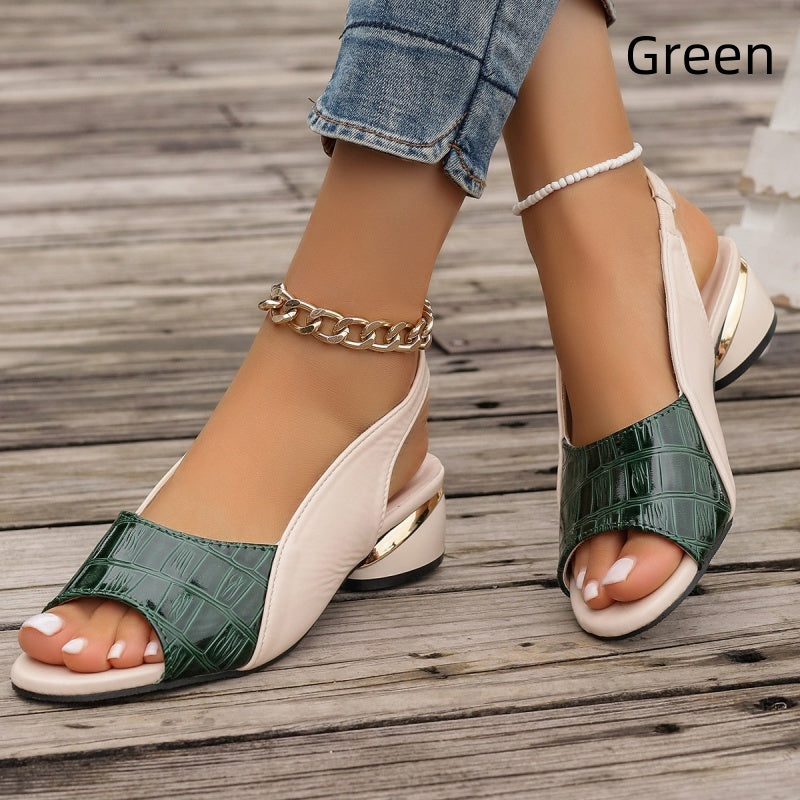 Elegante offene Zehentalon-Sandalen mit niedrigem Blockabsatz für einen schicken und bequemen Stil