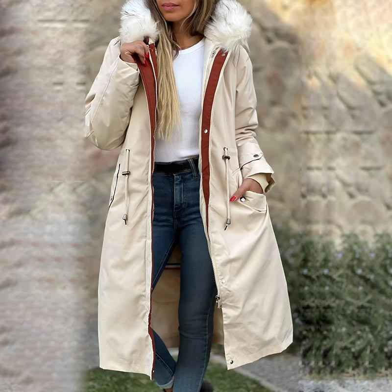 Fionna Damen-Winterjacke mit Kapuze und plüschigem Fellkragen