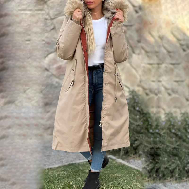 Fionna Damen-Winterjacke mit Kapuze und plüschigem Fellkragen