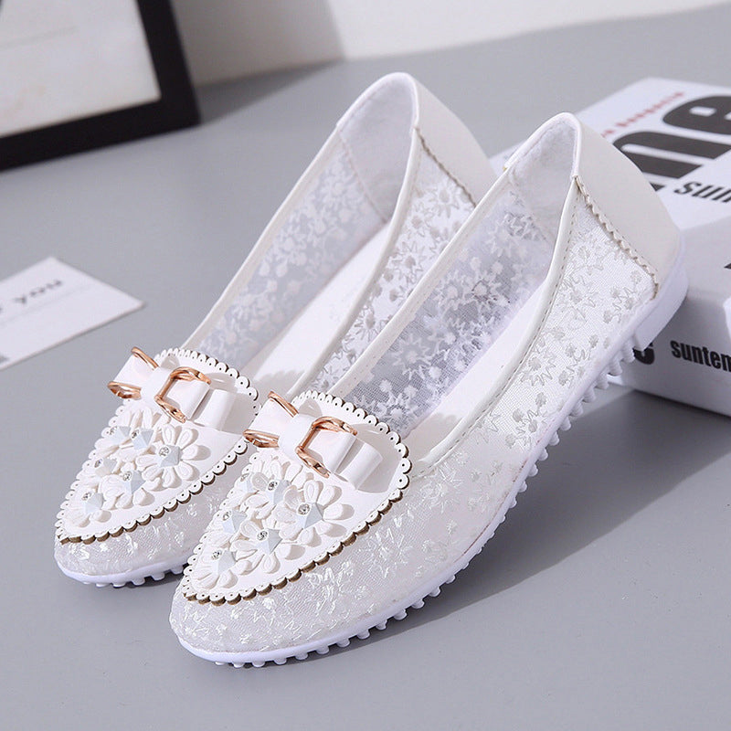 Elegante Damenschuhe mit Weichen Sohlen und Blumenmustern
