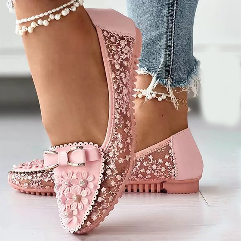 Elegante Damenschuhe mit Weichen Sohlen und Blumenmustern