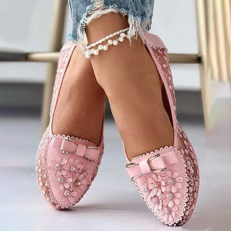 Elegante Damenschuhe mit Weichen Sohlen und Blumenmustern