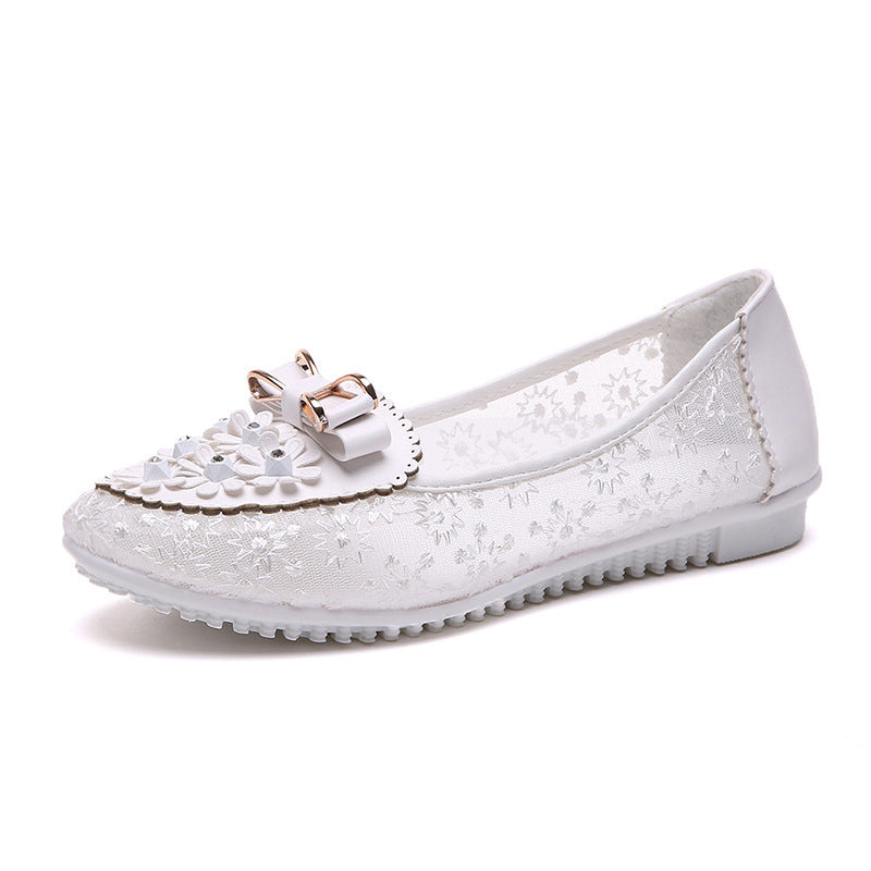 Elegante Damenschuhe mit Weichen Sohlen und Blumenmustern