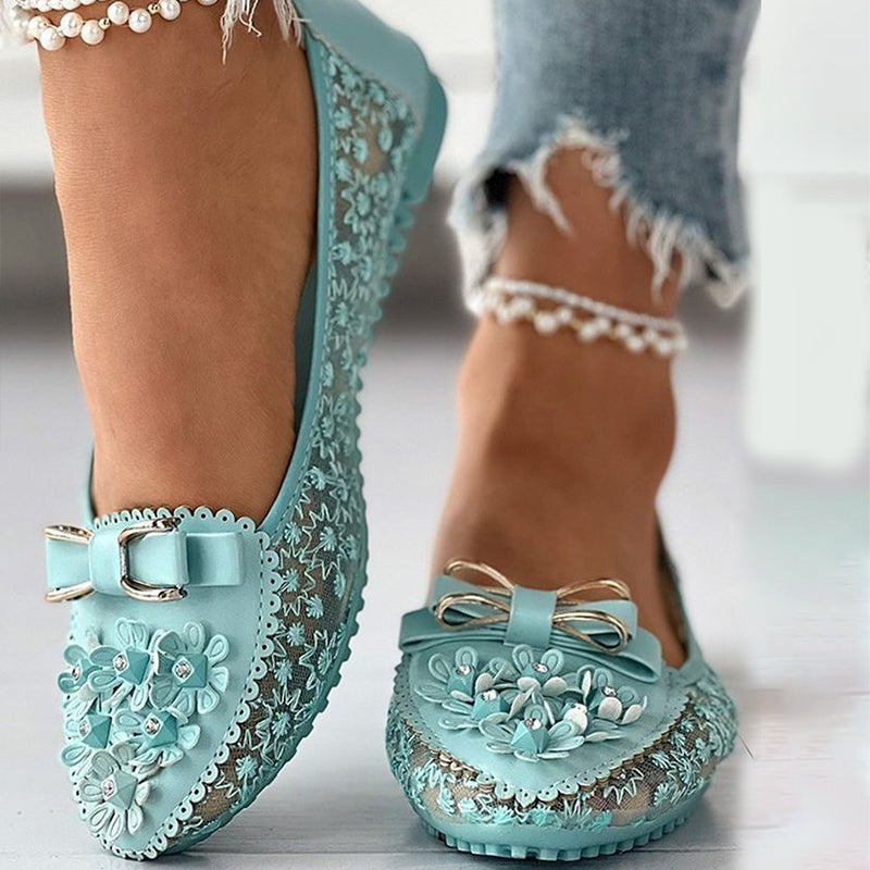 Elegante Damenschuhe mit Weichen Sohlen und Blumenmustern