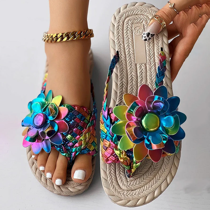 Blumengewickelte Damensandalen mit 50 % Rabatt, limitierte Edition