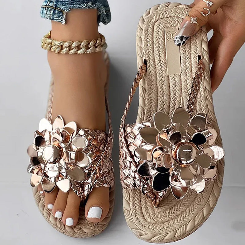 Blumengewickelte Damensandalen mit 50 % Rabatt, limitierte Edition