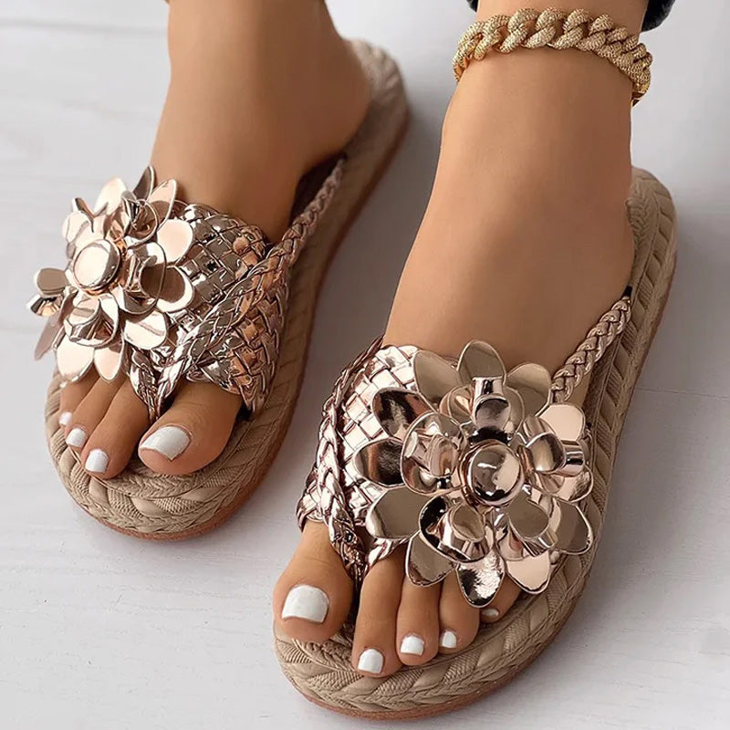 Blumengewickelte Damensandalen mit 50 % Rabatt, limitierte Edition