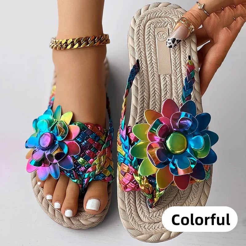 Blumengewickelte Damensandalen mit 50 % Rabatt, limitierte Edition