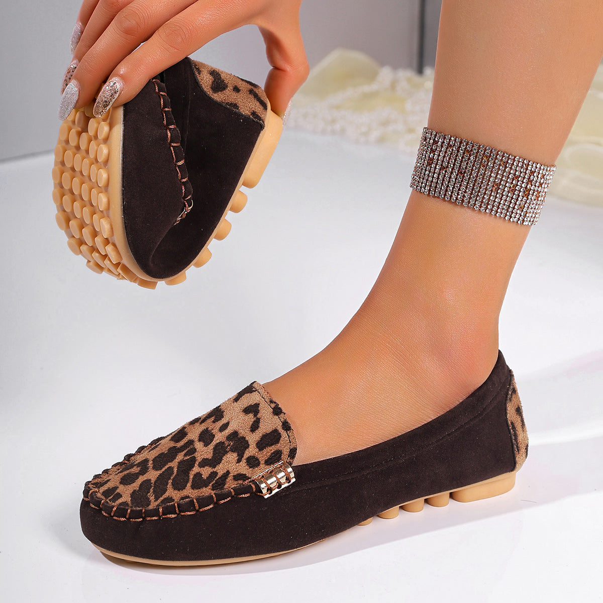 Patchwork-Mokassins mit Leopardenmuster für Damen - Trendiger Stil und garantiert hoher Komfort