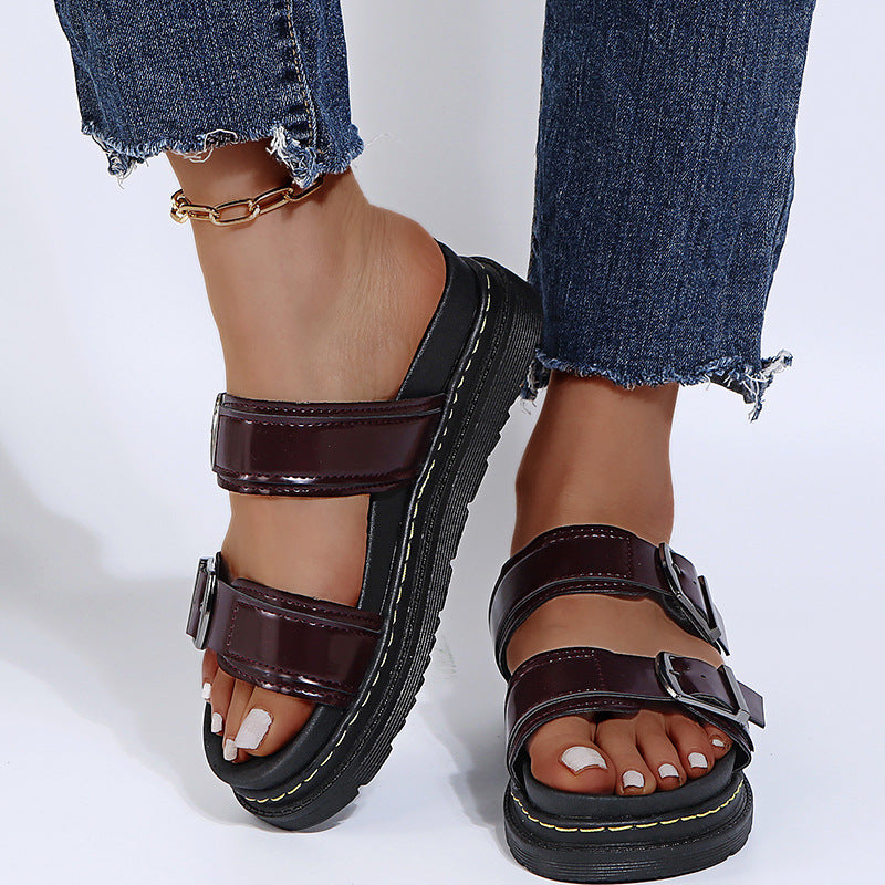 Dament Sandalen mit Schnallen und flexibler Plateausohle – Perfekt für einen lässigen und trendigen Sommer