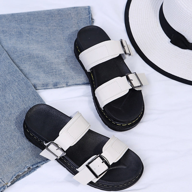 Dament Sandalen mit Schnallen und flexibler Plateausohle – Perfekt für einen lässigen und trendigen Sommer