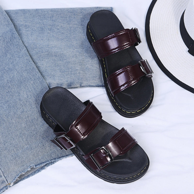 Dament Sandalen mit Schnallen und flexibler Plateausohle – Perfekt für einen lässigen und trendigen Sommer