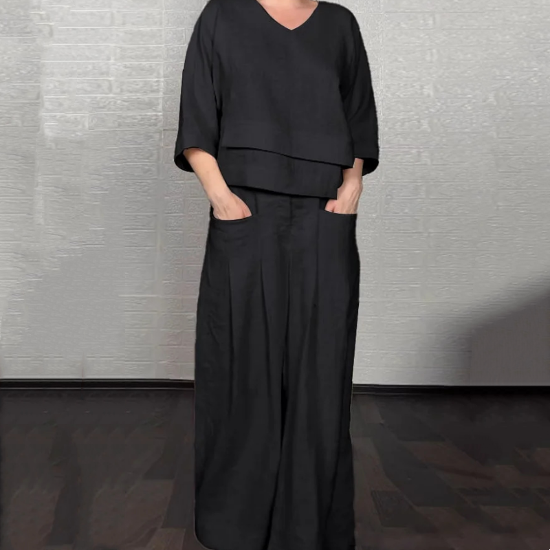 Lässiges Baumwoll-Leinen-Kurzarm-Set für einen eleganten und bequemen Stil