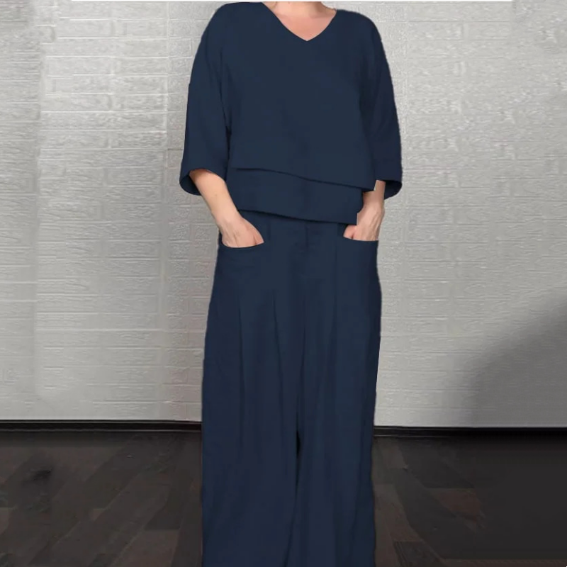 Lässiges Baumwoll-Leinen-Kurzarm-Set für einen eleganten und bequemen Stil