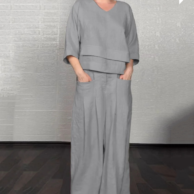 Lässiges Baumwoll-Leinen-Kurzarm-Set für einen eleganten und bequemen Stil