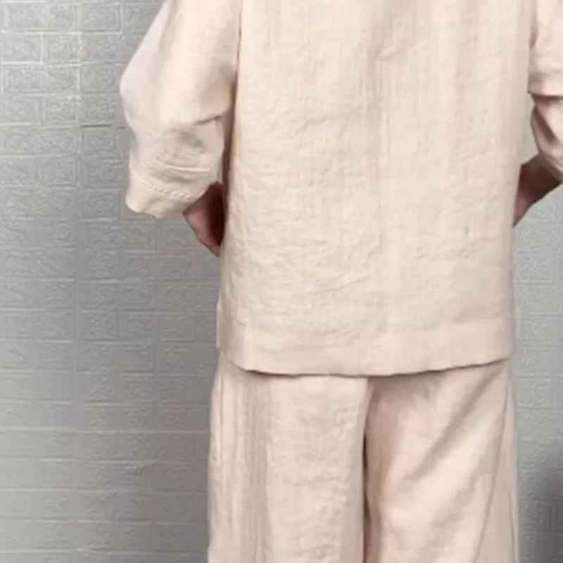 Lässiges Baumwoll-Leinen-Kurzarm-Set für einen eleganten und bequemen Stil