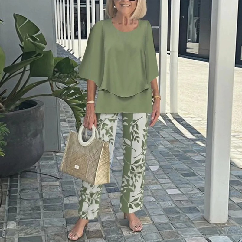 Elegantes und bequemes 2-teiliger Set aus gedrucktem Hose und Oberteil