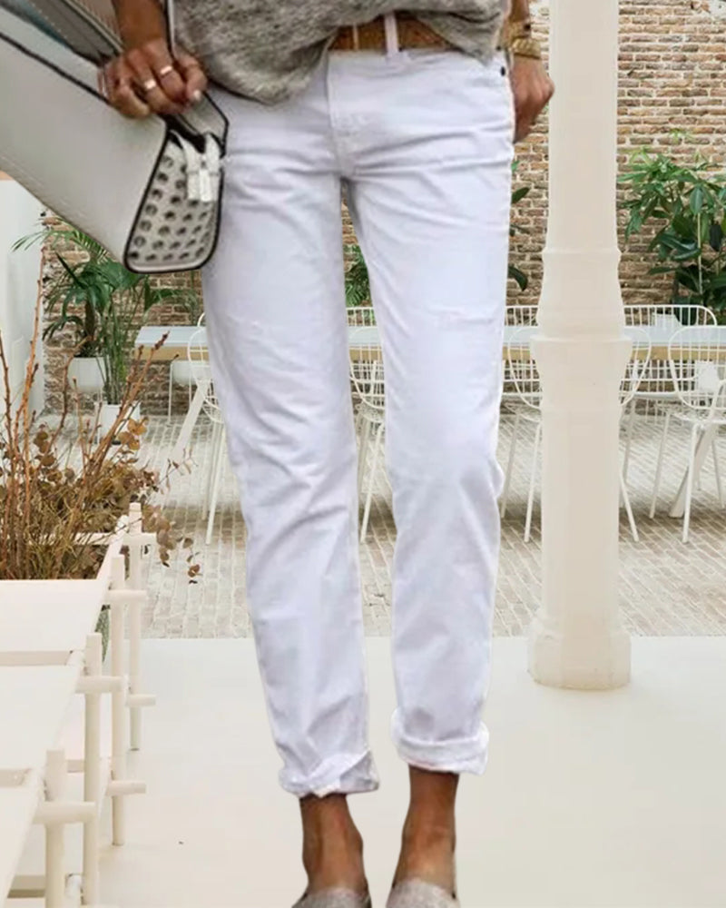 Elegante und bequeme legere einfarbige Hose für einen stilvollen Look