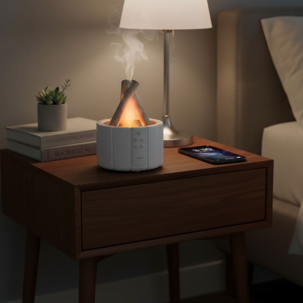 FlammaMist Aromatherapie-Luftbefeuchter & LED-Tischlampe