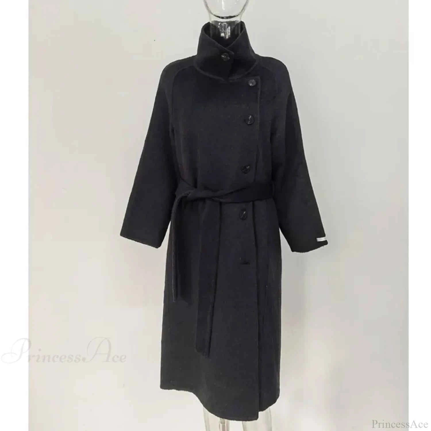 Gewichteter Woll-Turtleneck mit einreihigem Schnitt Übermantel