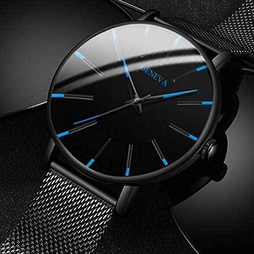 Herren Uhr Schwarz Ultra-Dun Quartz - Stijlvol Zakelijk Polshorloge mit Leren Band
