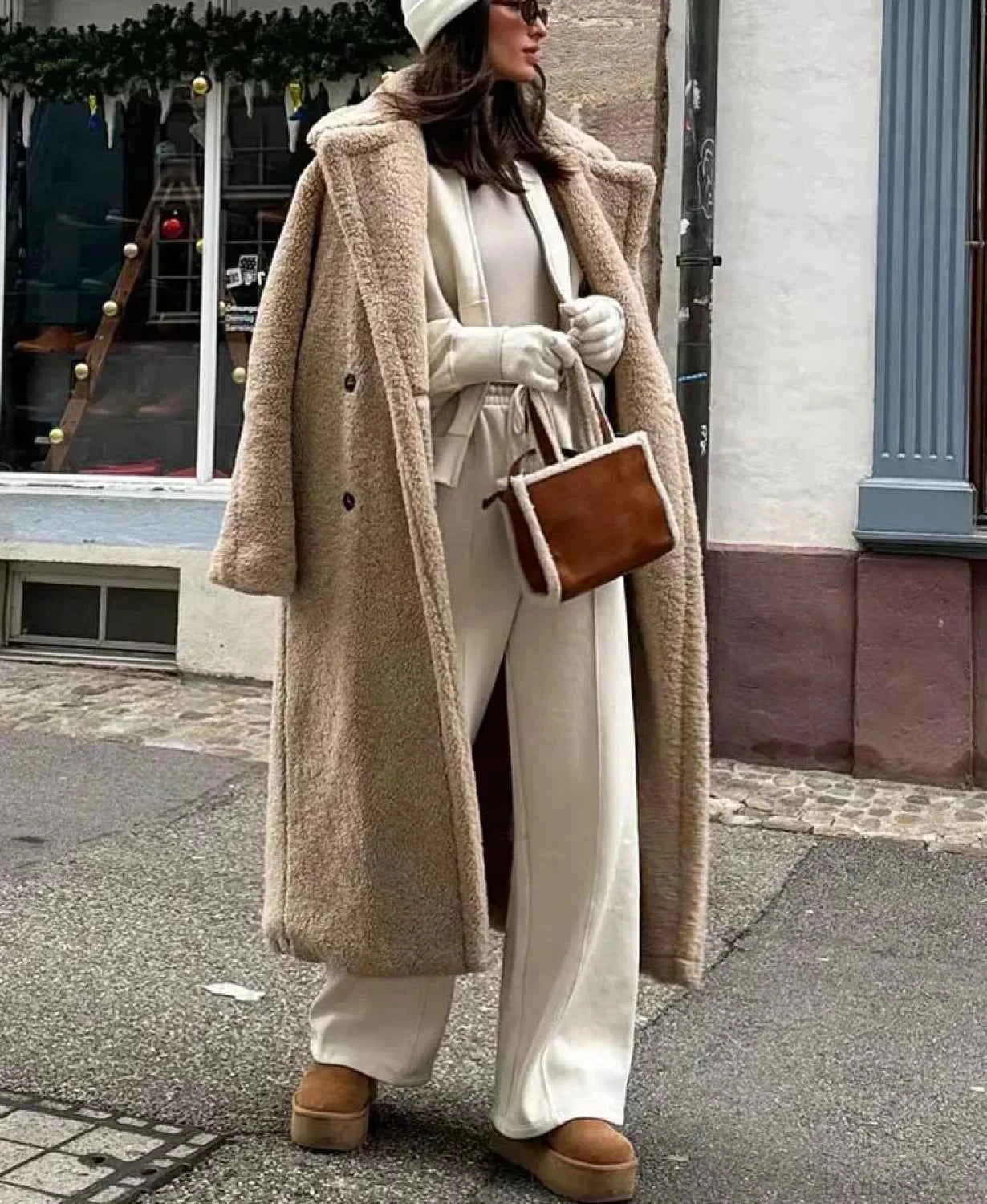 Vintage Woll- und Stoffmix Mantel mit Doppeltastenverschluss