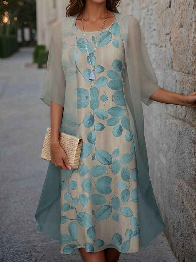 Blühendes elegantes Midi-Kleid
