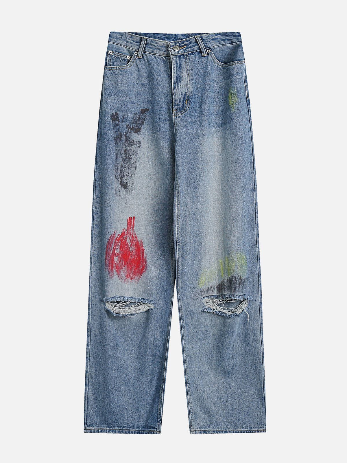 Yaki Damen Modehose mit trendigem Graffiti-Motiv für einen stilvollen Look