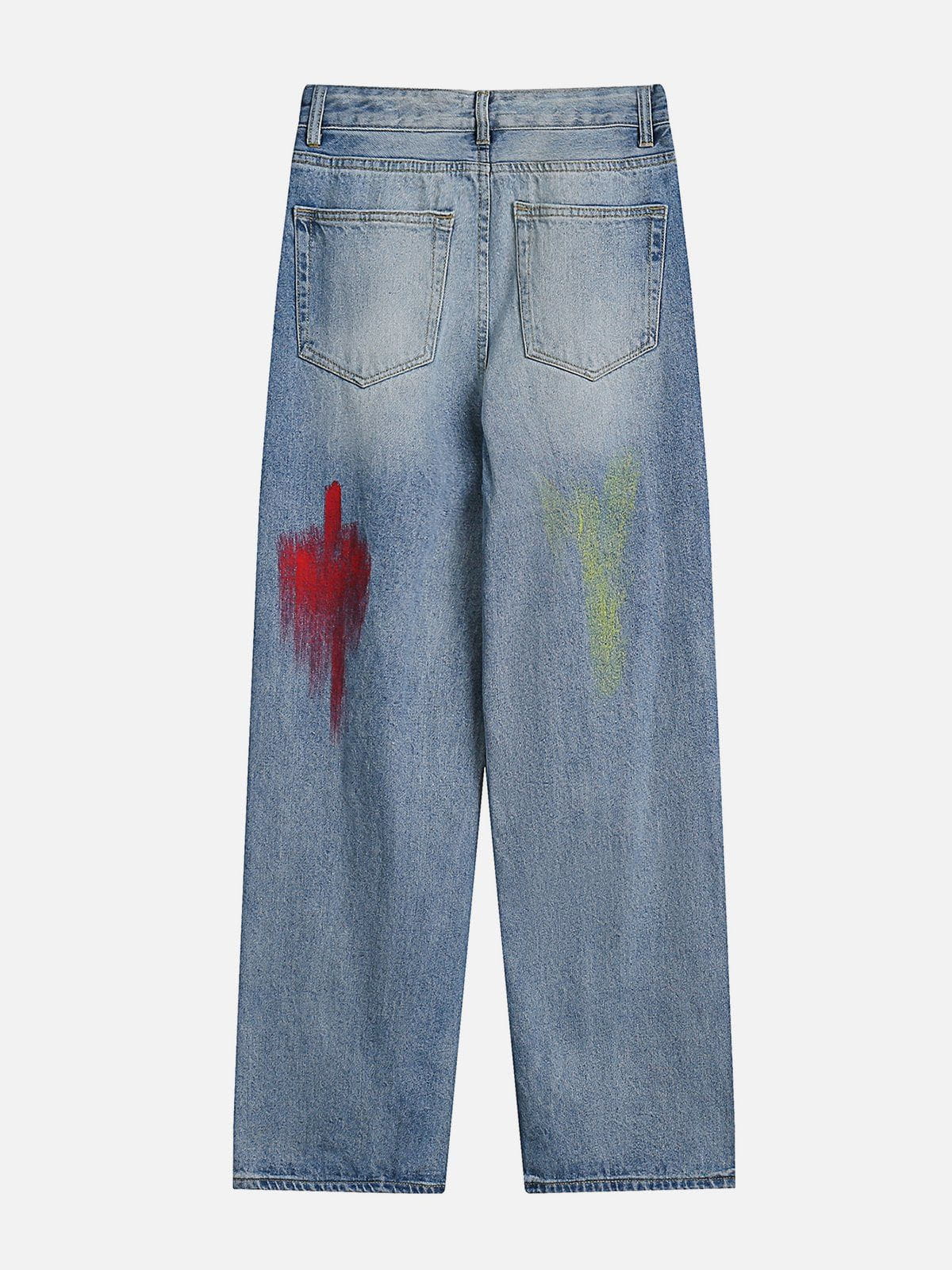 Yaki Damen Modehose mit trendigem Graffiti-Motiv für einen stilvollen Look