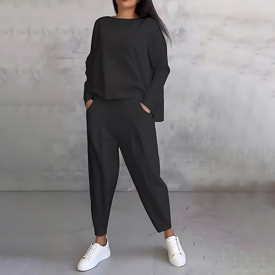 Maya Damen Freizeit-Set: Bequemes lockeres Top und Hose für jeden Tag