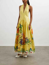 Trägerkleid mit Patchwork-Muster und Halter-Ausschnitt Damen