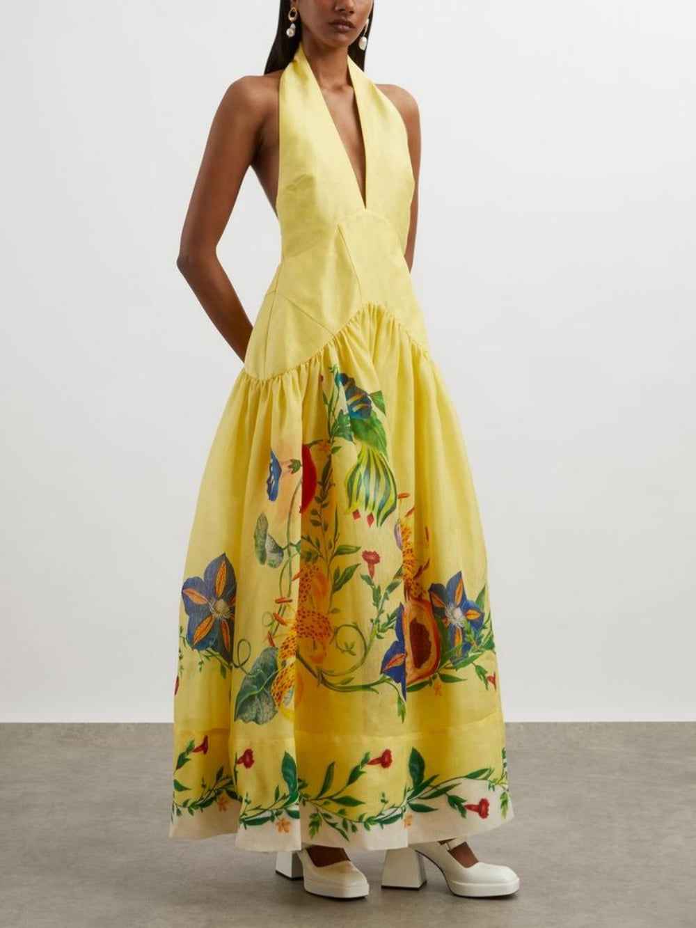 Trägerkleid mit Patchwork-Muster und Halter-Ausschnitt