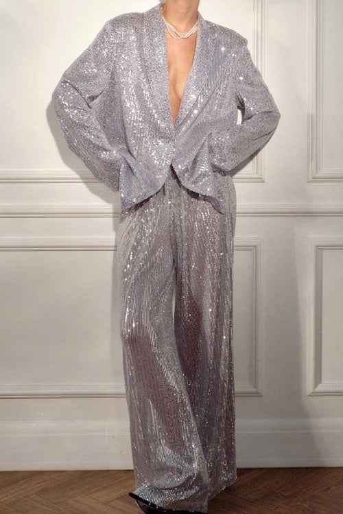 Glamouröses Sakko- und Hose-Set mit Pailletten