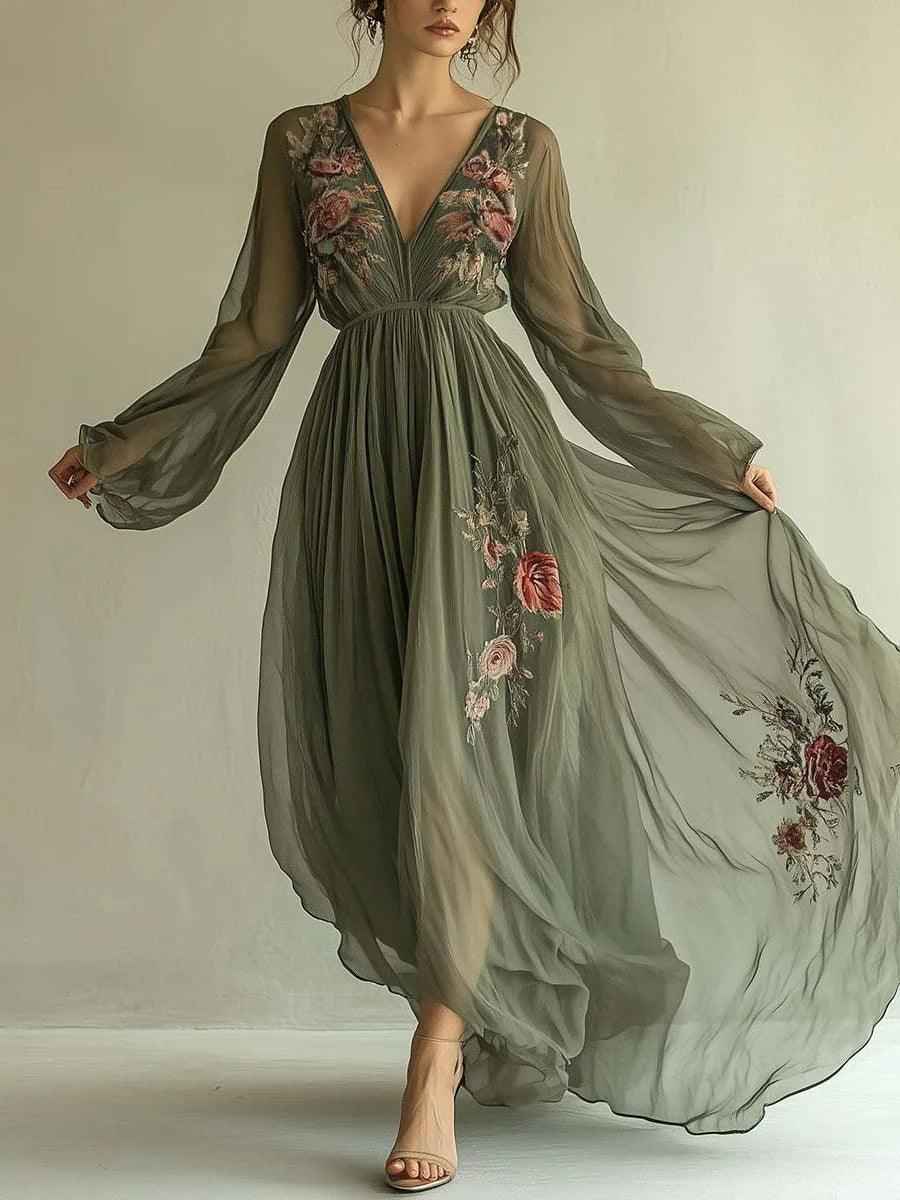 Trendiges Chiffonkleid mit elegantem Muster